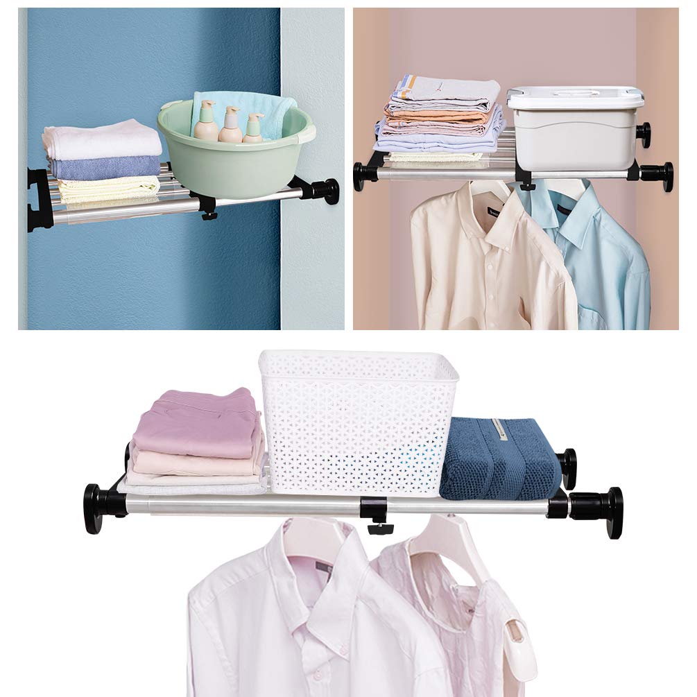 BAOYOUNI Expandable Closet Shelf Tension Rod Storage Rack