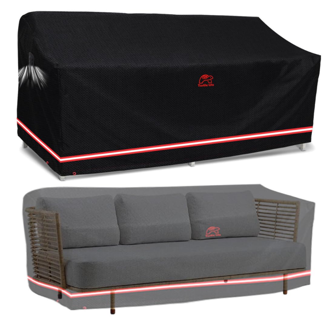 Turtle Life Garden Sofa Cover, Patio Outdoor Heavy Duty Durable UV&Water Resistant Anti-Fading Sofa Covers Lounge Sofa Cover with Air