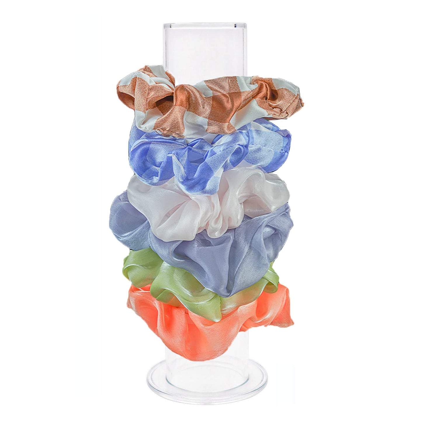 Yuknees Acrylic Scrunchie Holder, Clear Hair Tie Accessories Stand,Bracelet Stand,Hair Bracelet Display Accessories Organizer Cute Room Decor for