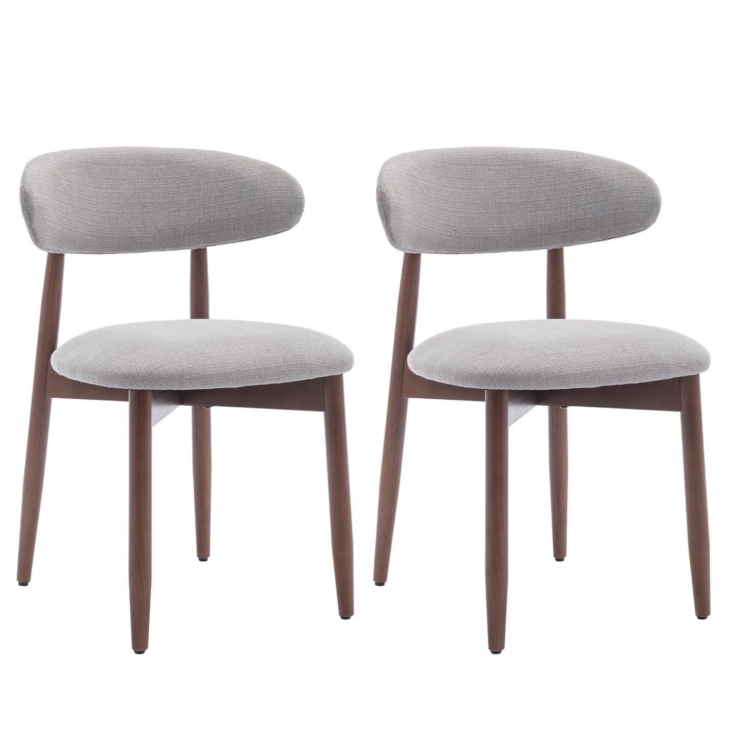 COLAMY Modern Dining Chairs Set with Wooden Legs – Upholstered Fabric Dining Room Chairs with Curved Backrest, Soft Cushion Seat