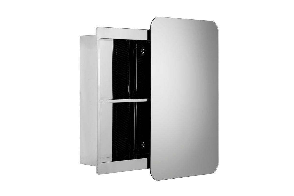 Croydex Medway Sliding Door Bathroom Mirror Cabinet - Stainless Steel Bathroom Cabinet, Left & Right Opening Sliding Mirror Door, Supplied