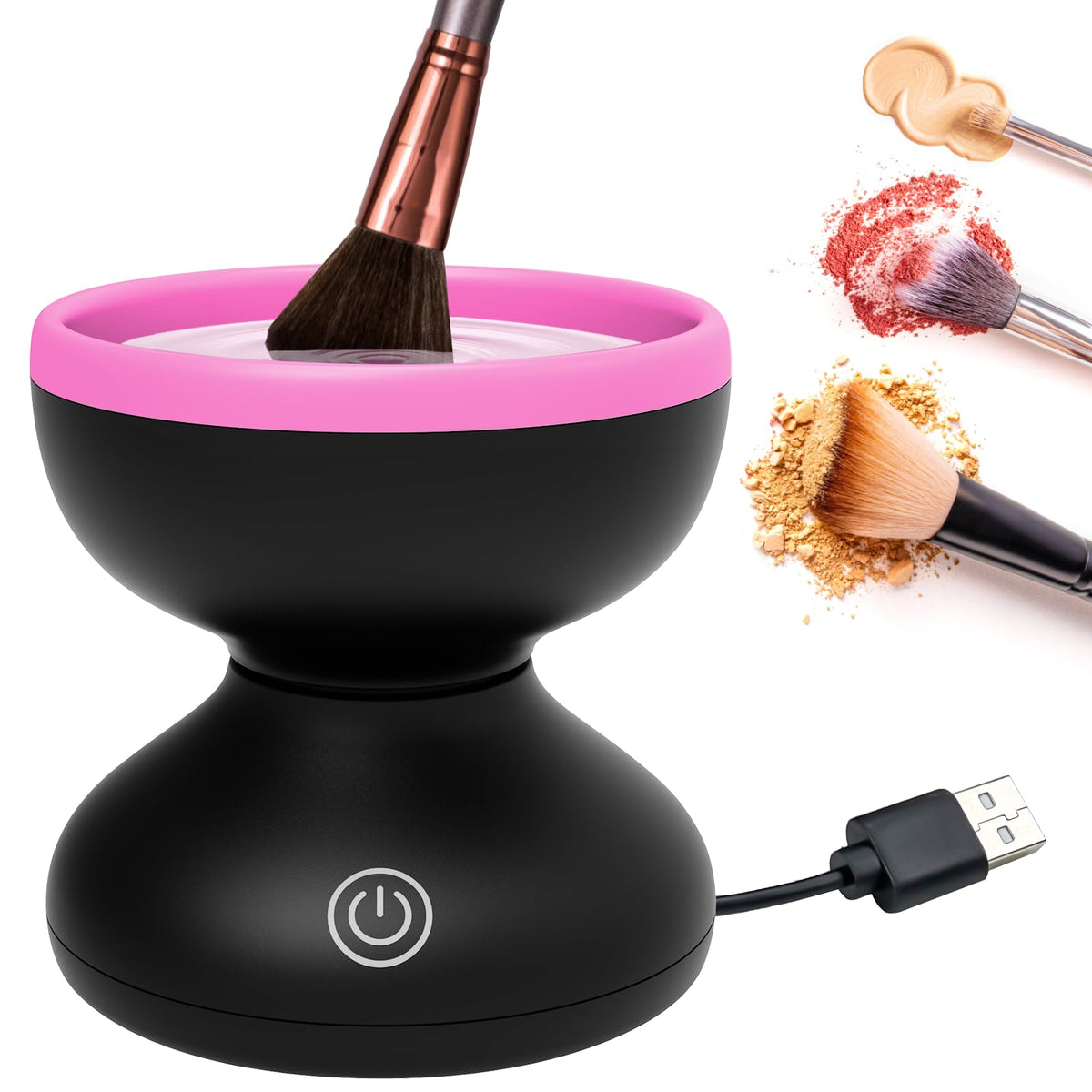 Make up Brush Cleaner Machine Wash in Seconds, 3.5" Portable Electric Makeup Brushes Cleaner, Various Types of Makeup Brushes Cleaning Available,