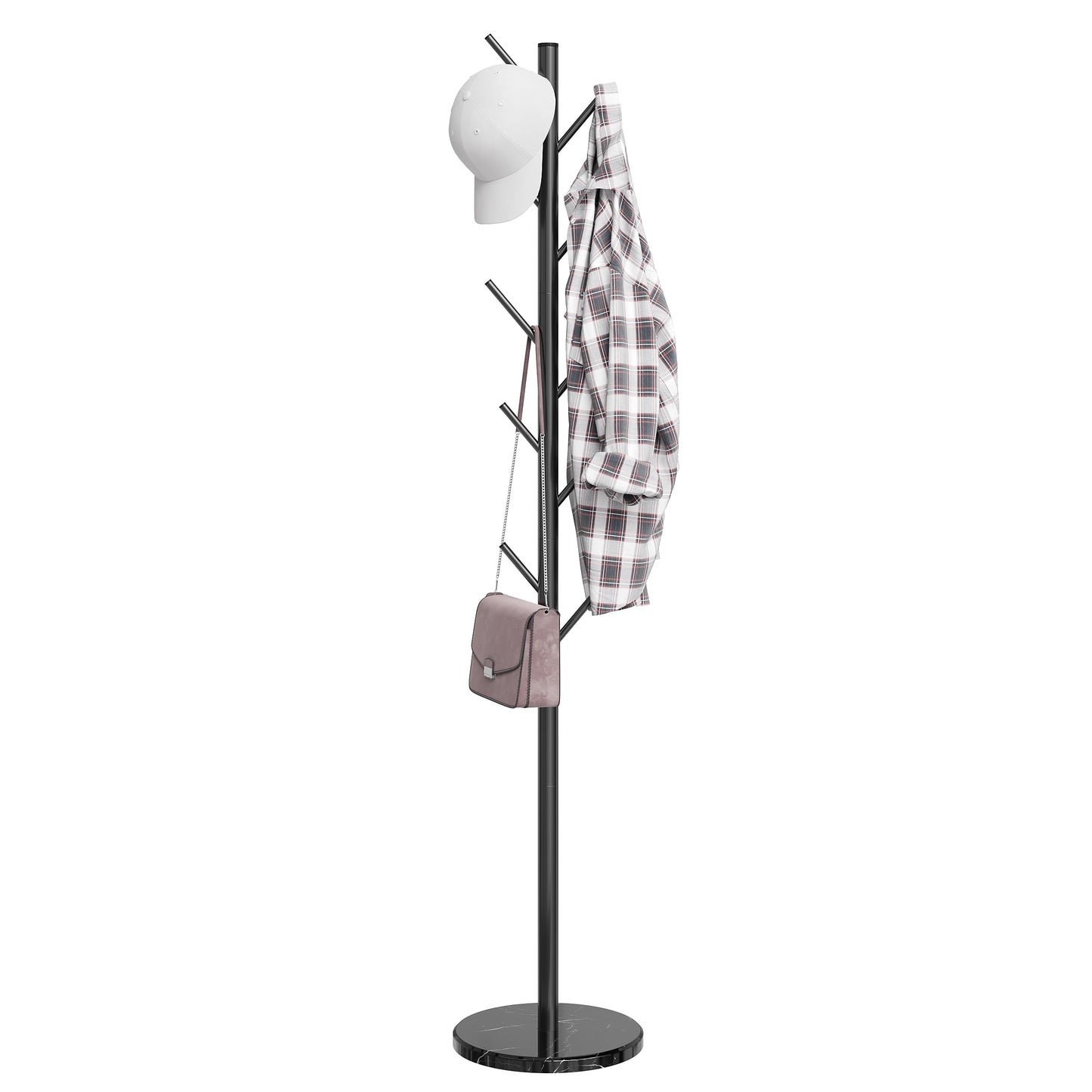 ELYKEN Metal Coat Stand for Small Space, Heavy Duty Coat Rack Free Standing