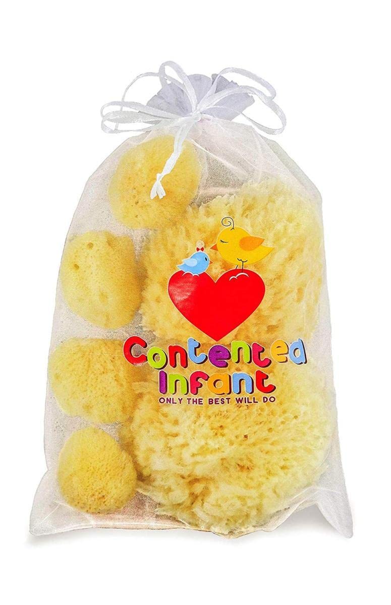 Real Sea Sponges for Babies - 6 Pk Bath Care Set, Gentle, Kind on Skin, for Bathing Washing Body Eyes, Ears Nose, Also for Newborn Toddler Kids; Baby