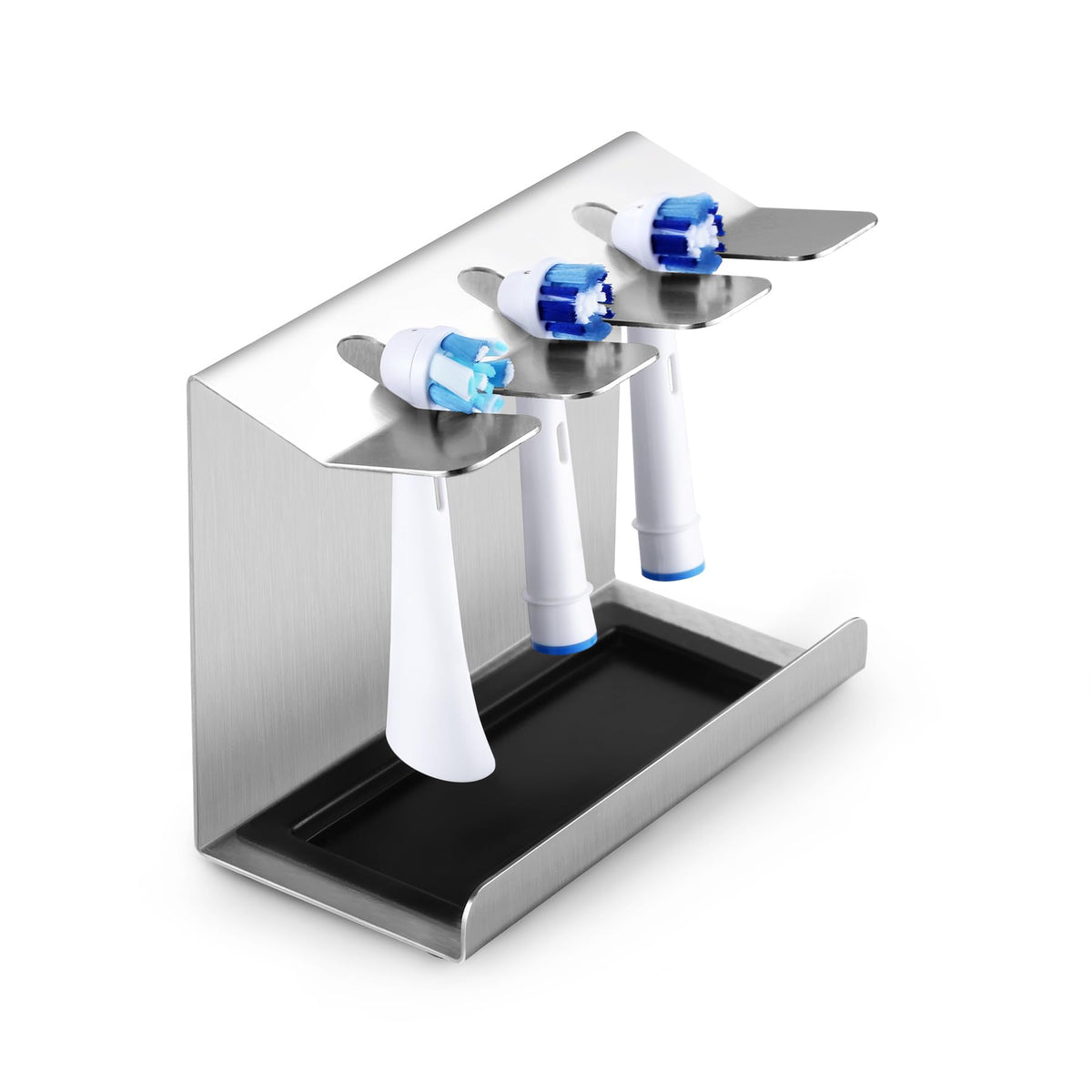 Siegvoll Stainless Steel Toothbrush Holder for Oral-B, iO, Philips Sonicare, etc. Toothbrush Holder with Collection Tray Brush Head Holder for 3