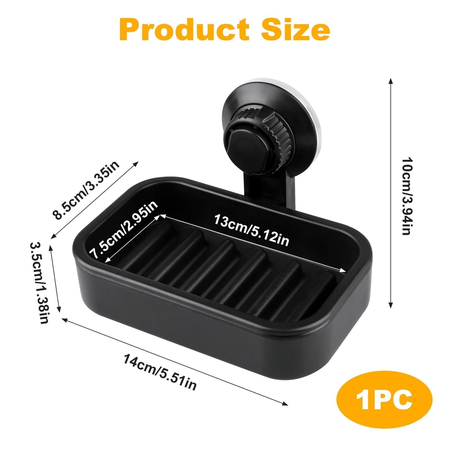 Soap Dish for Bathroom Suction Cup Soap Holder Max Hold 5KG, Black