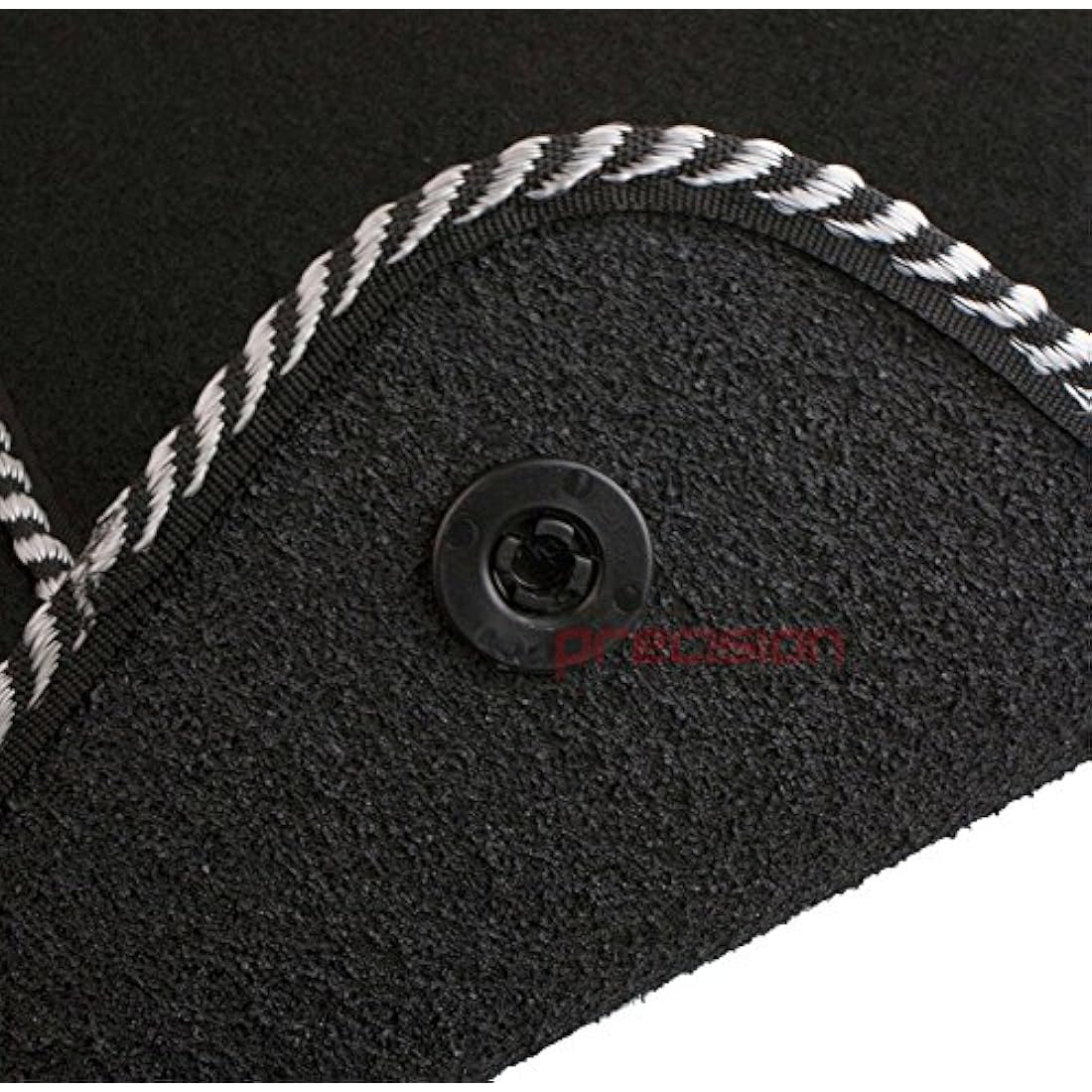 Precision Black Car Mats with 500 Logo & Silver Twist For Fiat 500 (2013-2020) - SSQ50064ST