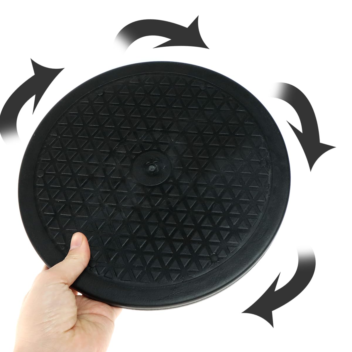 Rotating Turntable with Steel Ball Bearings, 360° Smooth Rotation Platform, Non-Slip Diamond Surface for TV, Monitor, Kitchen Appliances, 25cm, Black