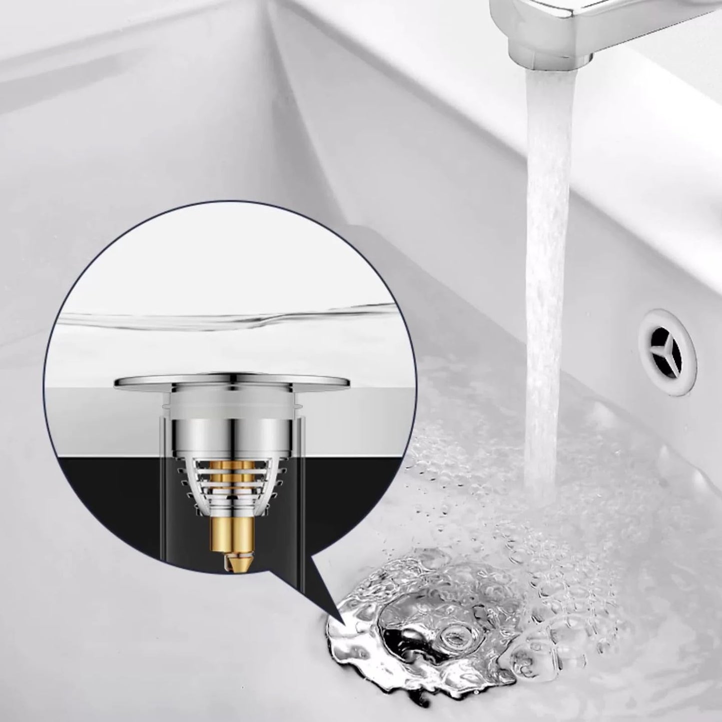 TOUKBEAU Sink Plug Replacement, Stainless Steel PushStyle Plug for Sink, Pop Up Sink Hole Plug Cover with Strainer for Kitchen and Bathroom, Bath