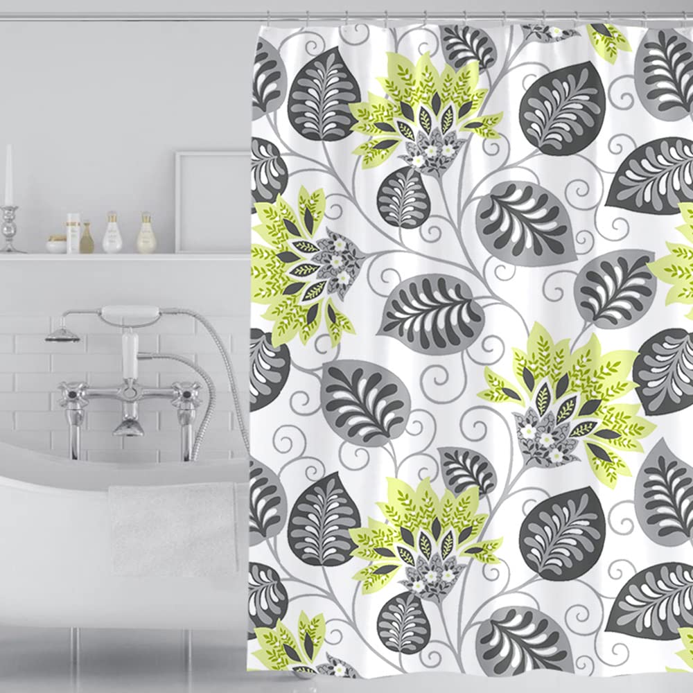 GONOVE Shower Curtain 280 x 200cm Mildew Resistant Waterproof Polyester Fabric Flowers Bathroom Shower Curtain Liner Long Washable Bath Curtain with