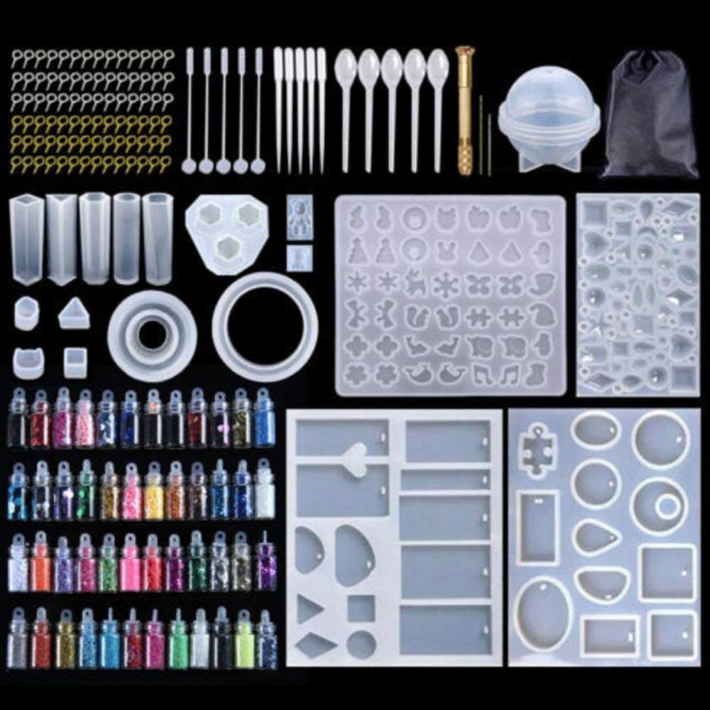 Queta 284Pcs Jewelry Pendant Moulds Silicone Mould Jewellery Moulds Silicone Epoxy Resin Jewellery Moulds Set for DIY Pendant Jewellery Stand Bracelet