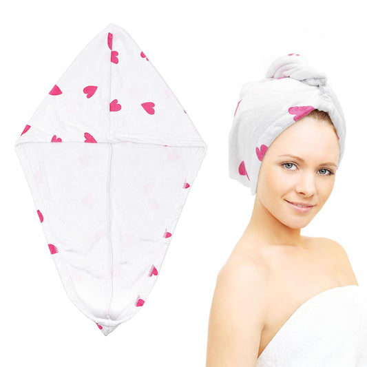 GYIOFAI Quick Dry Hair Turban Towel Absorbent Rapid Drying Hair Towel Wrap Heart Design Microfiber for Women Wet Long Thick Curly Super Absorbent