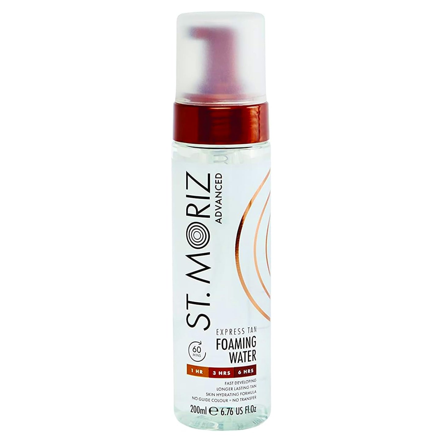St Moriz Advanced Express Tan Clear Foaming Water | Express Clear Fake Tan Mousse | 1 Hour for Light Glow, 3 Hours for Medium Glow, 6 Hours for Deep