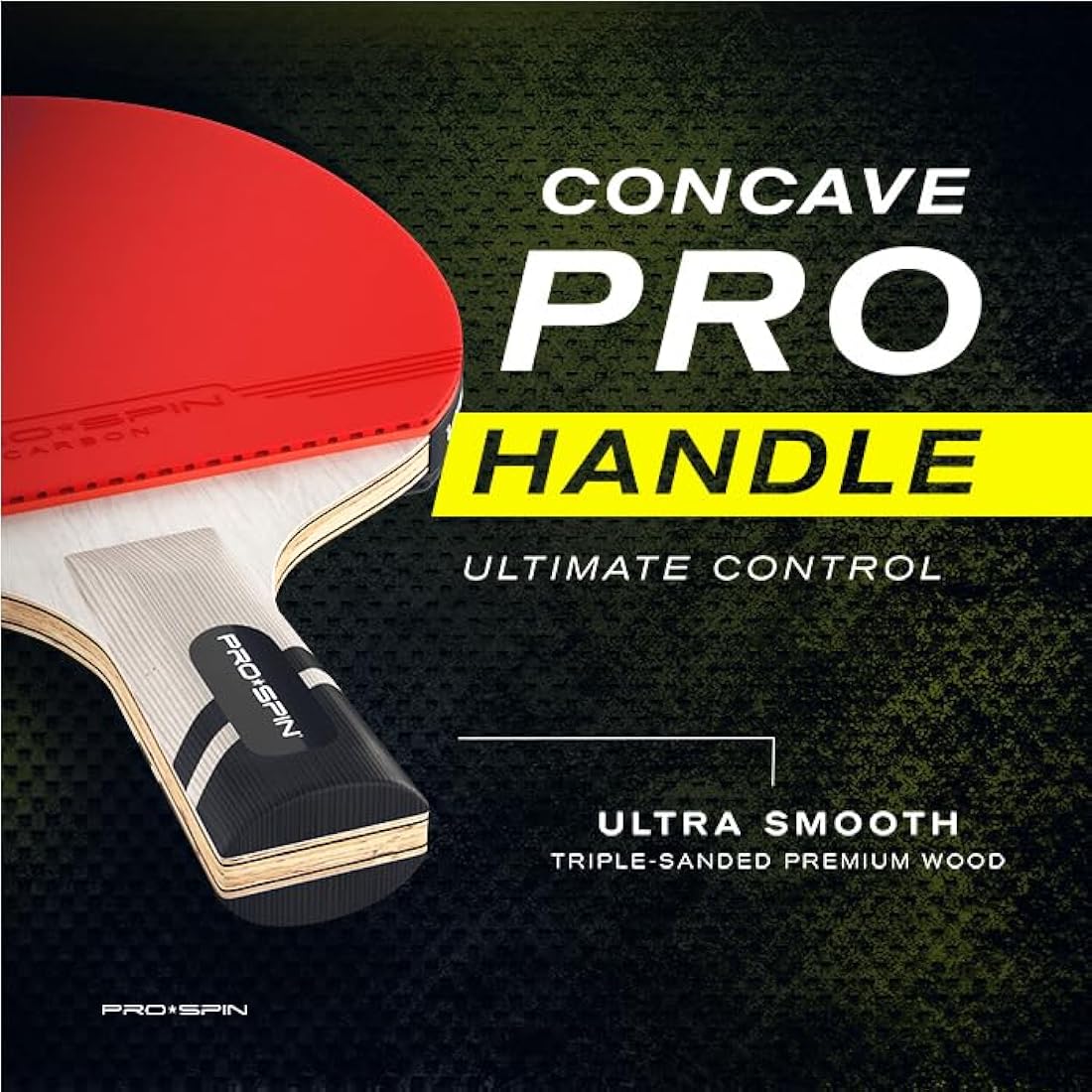 PRO SPIN Table Tennis Bat with Carbon Fibre | Penhold Grip | Elite Series 7-Ply Blade, Premium Rubber, 2.0mm Sponge & Rubber Protector Case