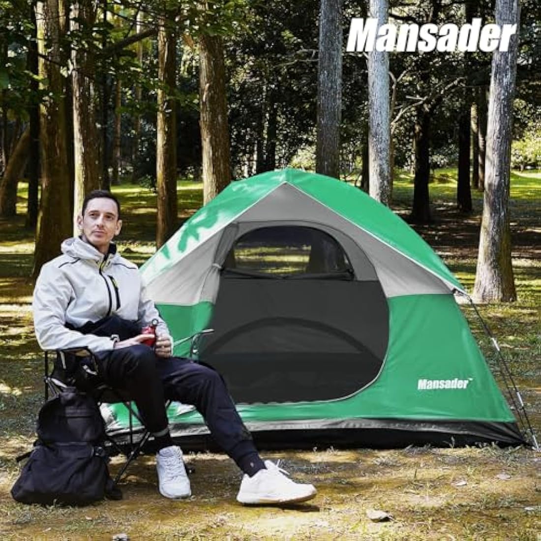Mansader 2-3 Man Tent, Camping Tent Waterproof for 2-3 Person Dome Tent Lightweight Easy Set Up with Carry Bag for Outdoor Garden Backpacking Hiking Travel
