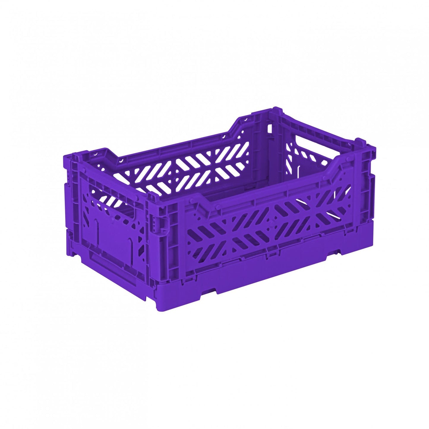 AYKASA Folding Crate, Sturdy Folding Box, Plastic, Stackable, Purple, Mini (27 x 17 x 11 cm)