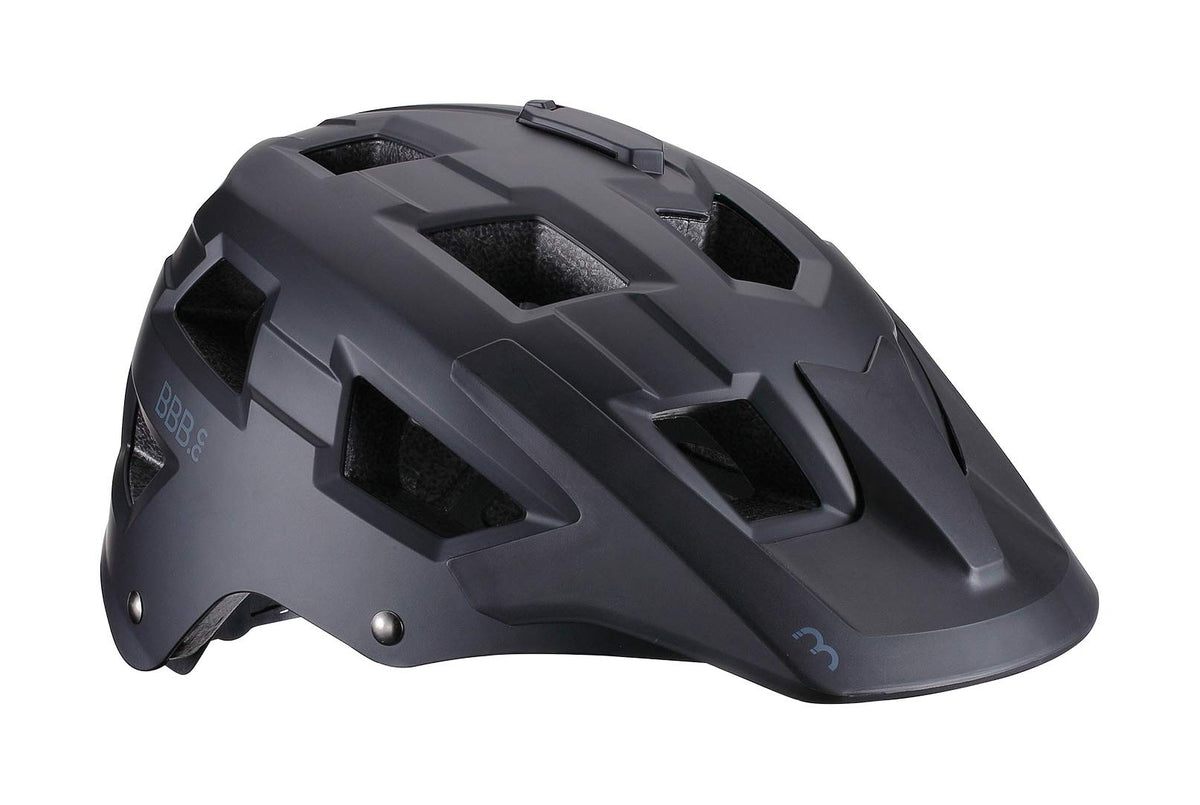 BBB Cycling Unisex Nanga Bhe-54 Cycling Mountain Bike Helmet with Camera Mount ABS Shell Fixed Large Visor CE Certified Mens Womens, Matt Black, M