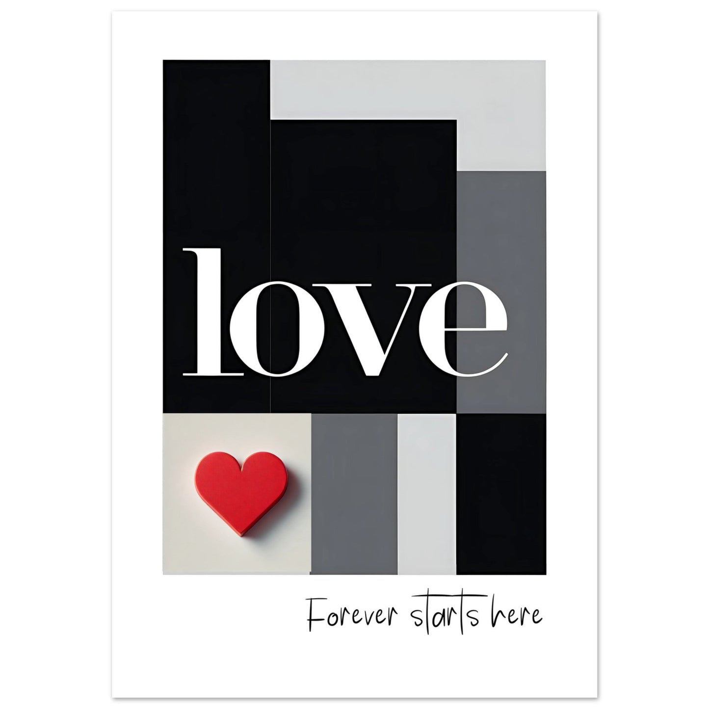 Minimalist Romantic Wall Art - Forever Starts Here Love Poster