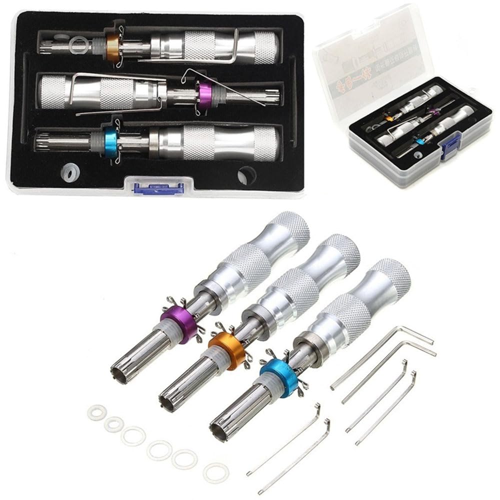 YQLEISHI 3 Piece Tubular Lock Pick Set?7 Pins Adjustable Tubular Lock Pick Tools 7.00MM 7.5MM 7.8MM
