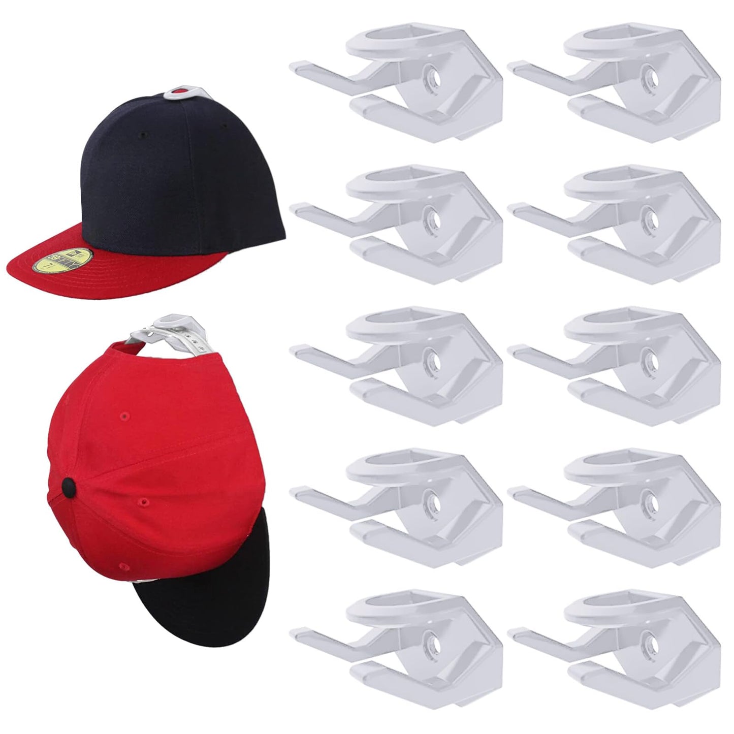 EACHPT Adhesive Hat Hooks,10Pcs Hat Rack for Wall, Adhesive Hat Holder Cap Hook, Minimalist Hat Display Rack Hat Organizer Wall Mounted