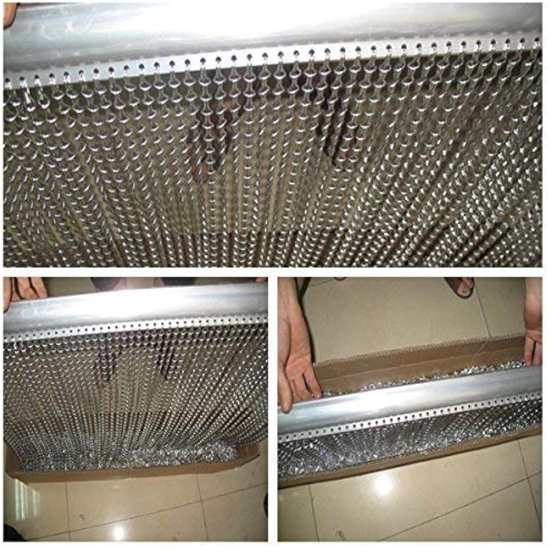Chawniao 90cm x 200cm Premium Aluminium Fly Door Chain Curtain for doorways, Fly Screens Metal Insect Screen Blinds