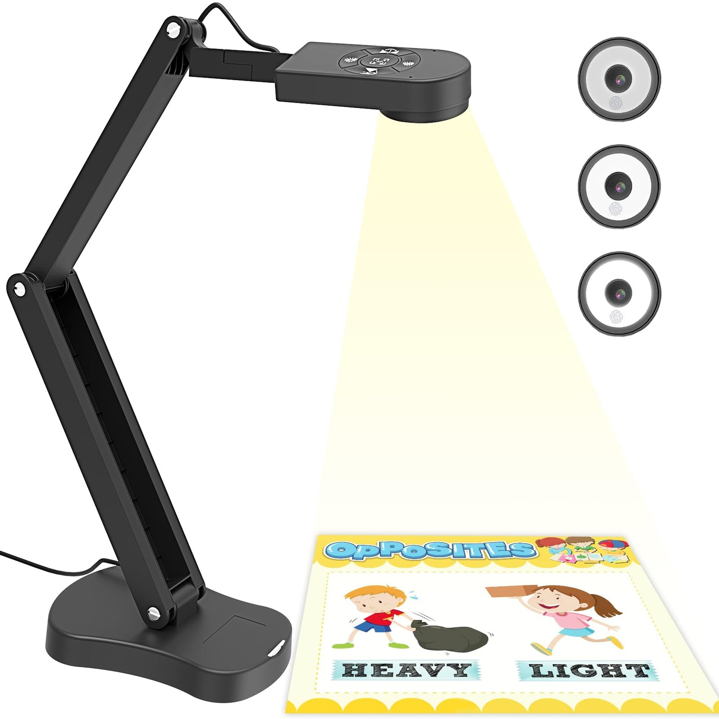PAKOTOO 8MP USB Visualiser, Webcam, Document Camera for Teacher and Classroom for A3 A4 Size with Dual Mic, LED Light, Up and Down, Left and Right