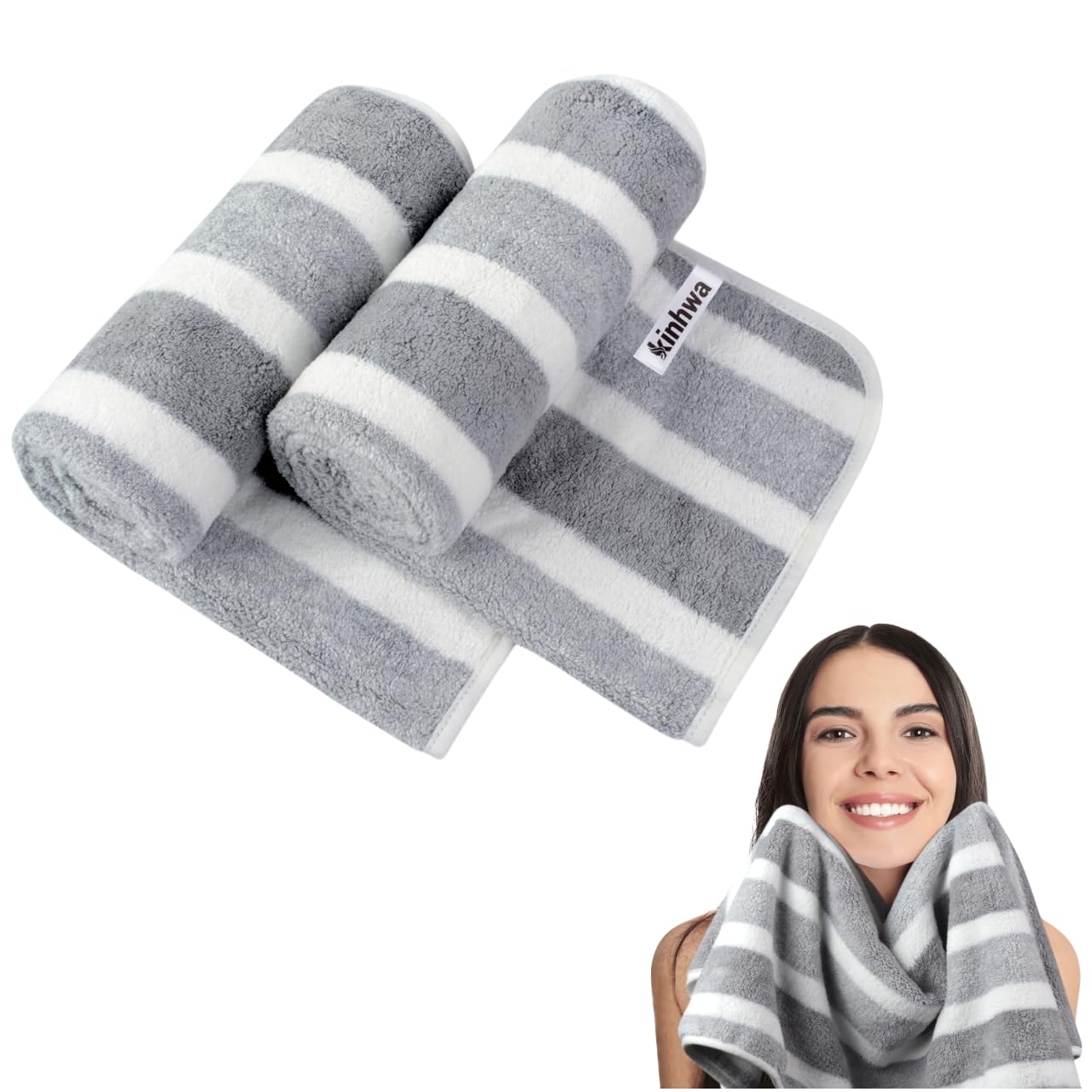 KinHwa Microfibre Soft Hand Towels for Bathroom Abosorbent Small Guest Towels Thick Face Towels 30cm x 50cm Fast Drying Washcloth for Bath, Spa