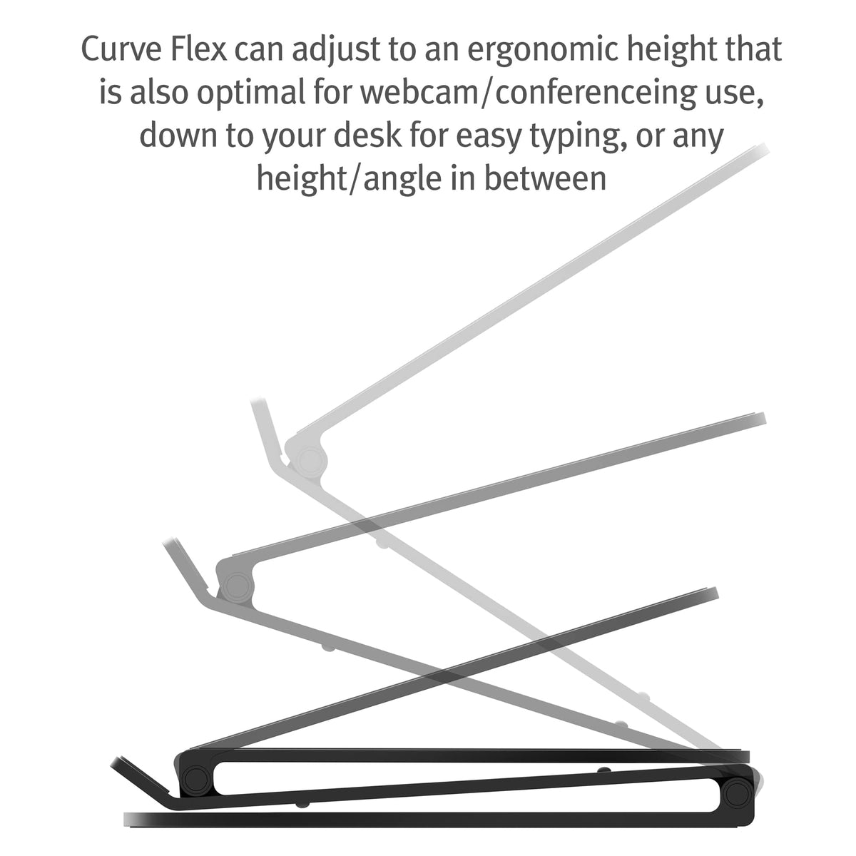 Twelve South Curve Flex | Ergonomic Height & Angle Adjustable Aluminum Laptop/MacBook Stand/Riser, fits 10"-17", folds flat for portability -travel