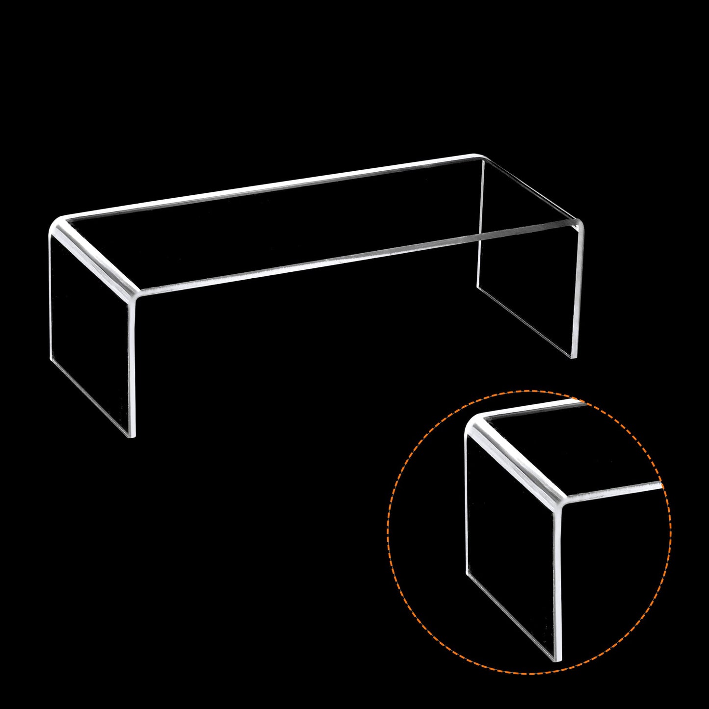sourcing map Small Shoes Display Stand Rack, 200x80x65mm Acrylic Storage Shelf Holder Clear 2 Pcs