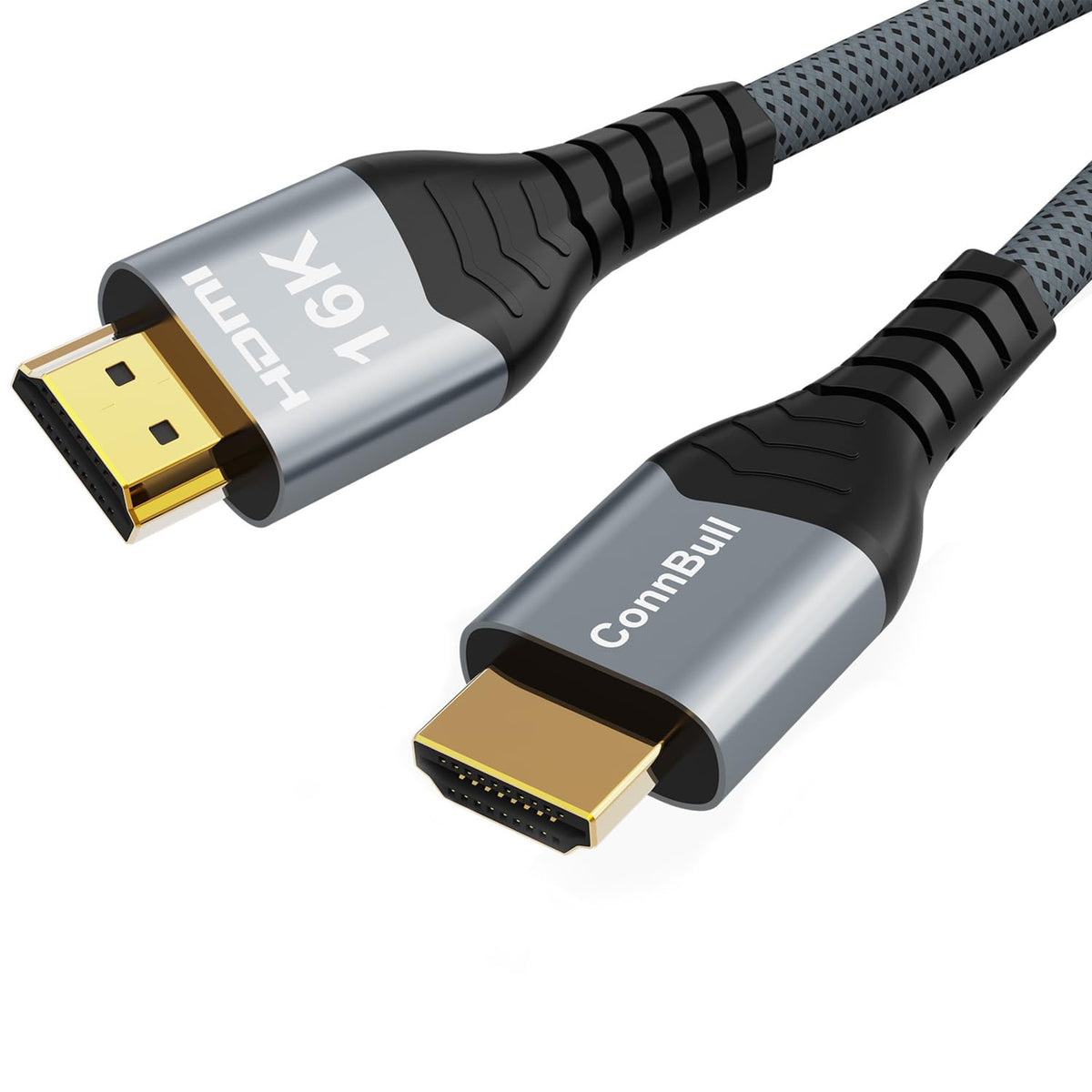 ConnBull 16K 10K 8K HDMI 2.2 Cable 96Gbps 6.6FT/2M, Ultra High Speed HDMI Braided Cord Support 4K@480Hz 8K@240Hz, HDCP 2.2&2.3, Dynamic HDR,