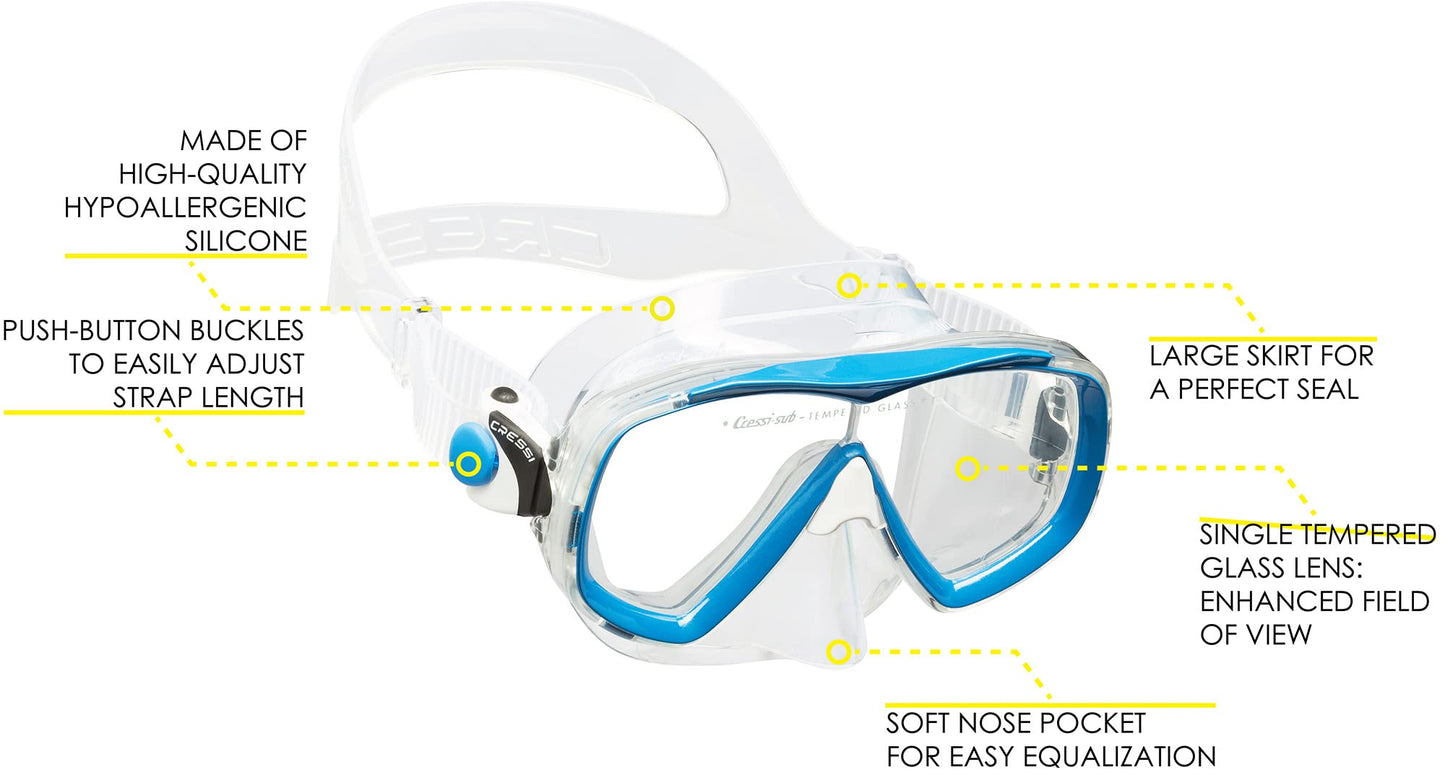 Cressi - Crg1B Unisex Child C/Set Estrella Vip Jr JUnisexor Snorkeling/Diving Combo Set - Transparent/Blue, Unisex