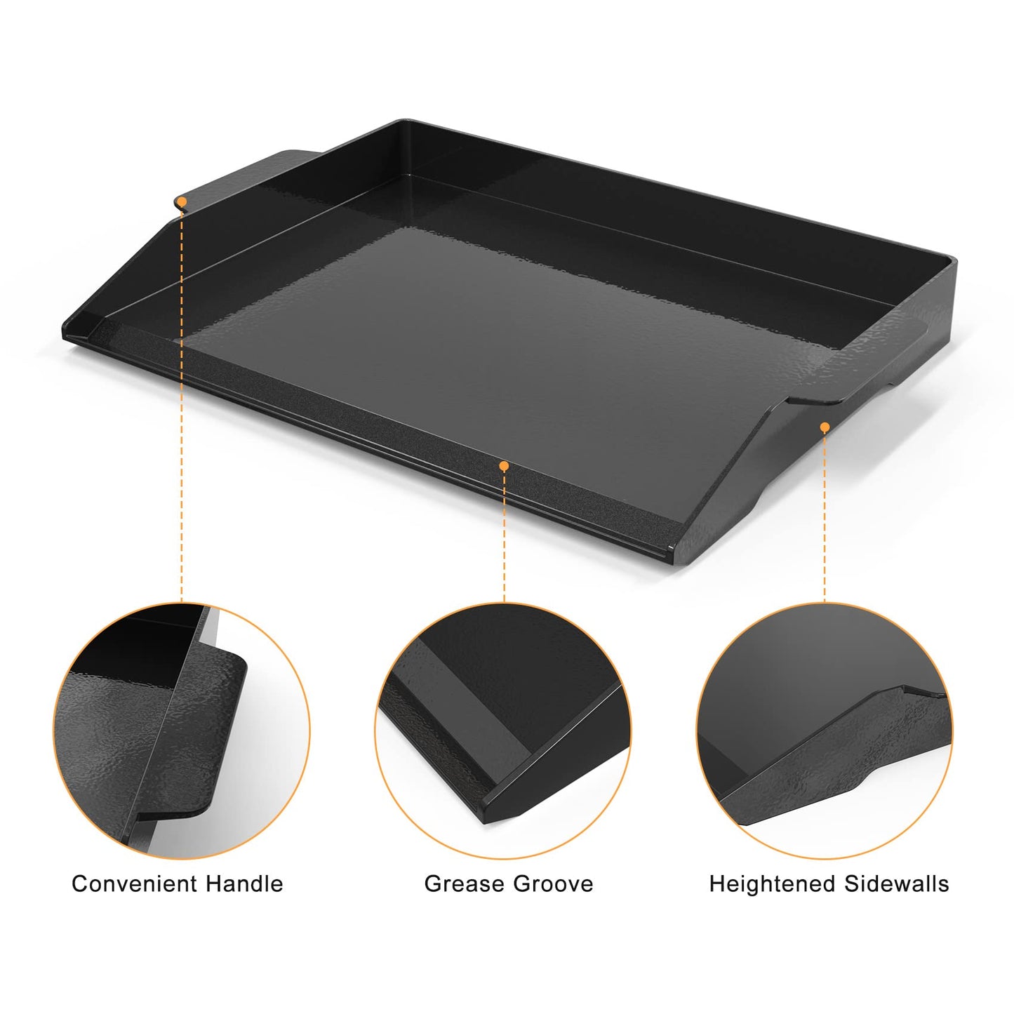 Onlyfire Enamelled Cast Iron BBQ Griddle Plancha Non-Stick Grill Plate with Extra High Sidewalls for All Gas Grills and Gas Hob