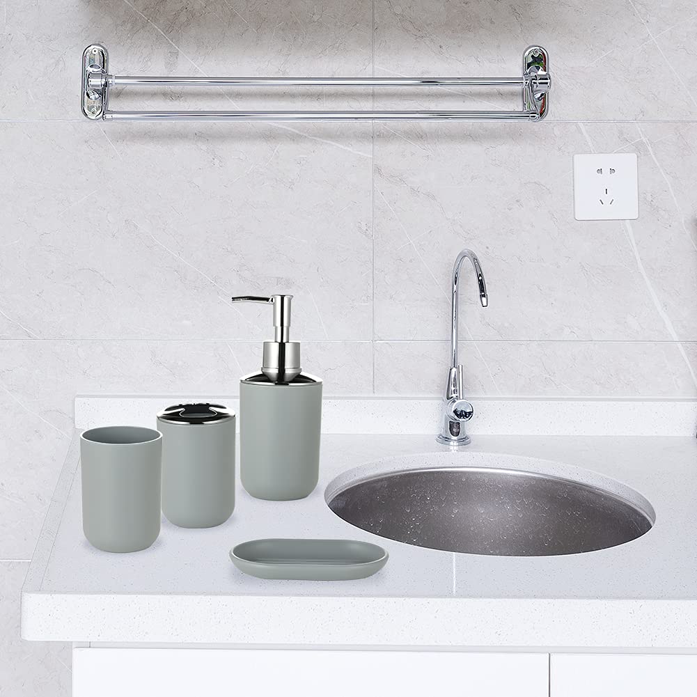 JOTOM 6 Piece Plastic Bathroom Accessory Set Modern Design Bath Accessories Bath Set Lotion Bottles,Toothbrush Holder,Tooth Mug,Soap Dish,Toilet