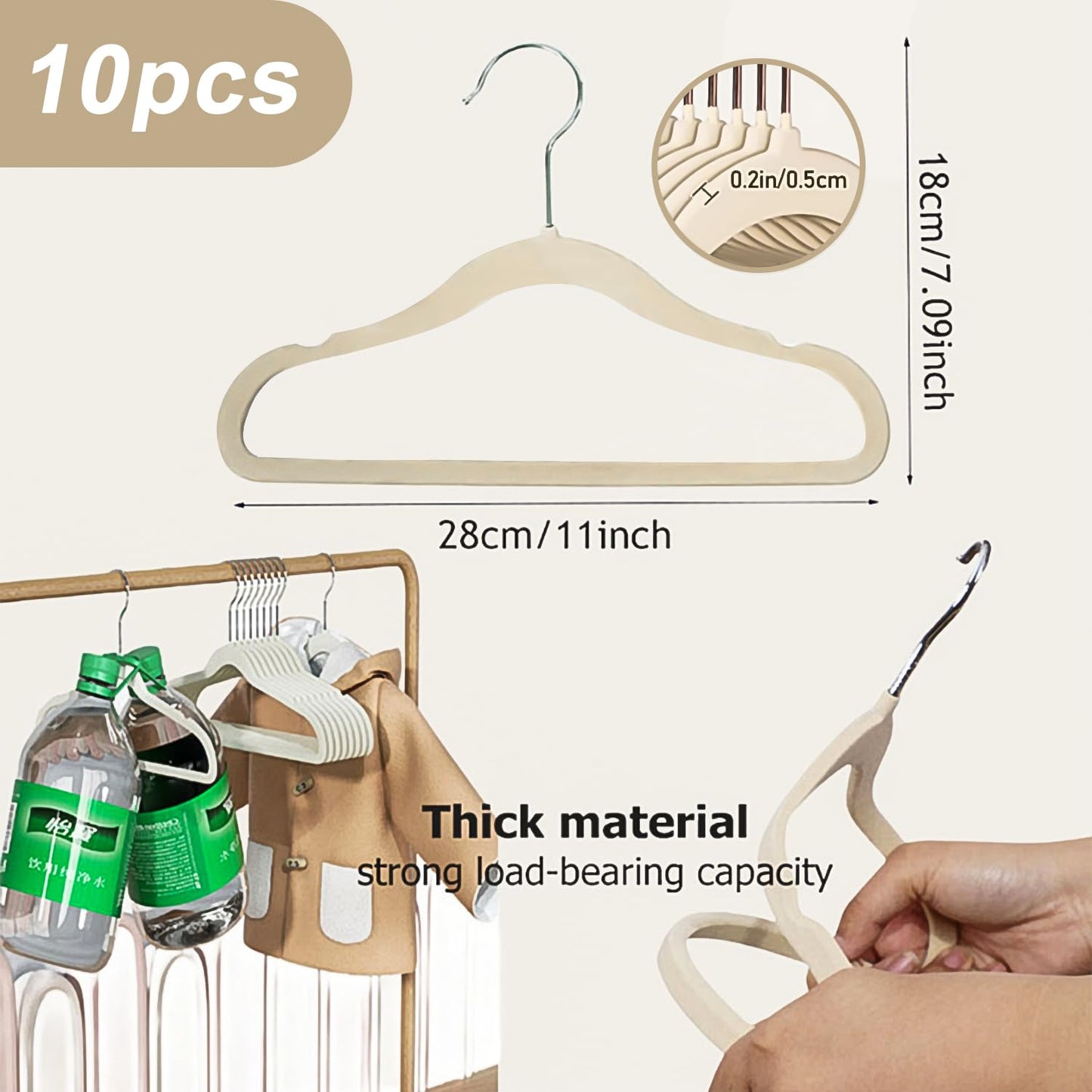 Baby Velvet Hanger 10Pcs, Non-Slip Kids Coat Hangers, Ultra-Slim Space Saving Toddler Children's Hangers for Clothes