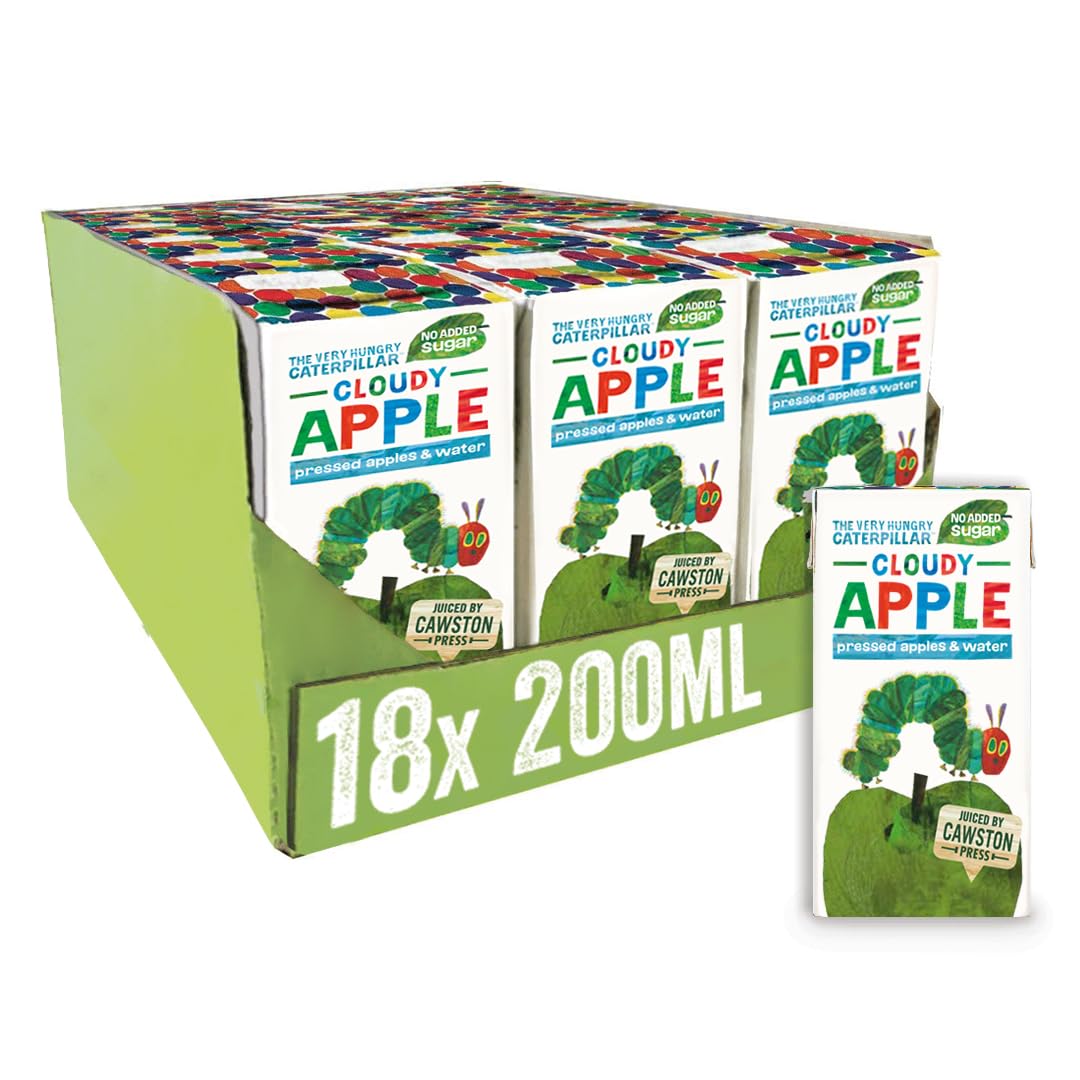 Cawston Press The Very Hungry Caterpillar Fruit Water Kids Drink | Pressed Apple Flavoured Water | 200ml x 18 Pack Apple Juice Cartons | School