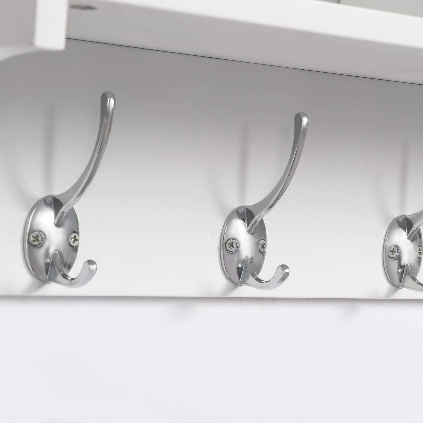 Yaheetech Wall Mounted Coat Rack with Hooks & Storage Shelves, White