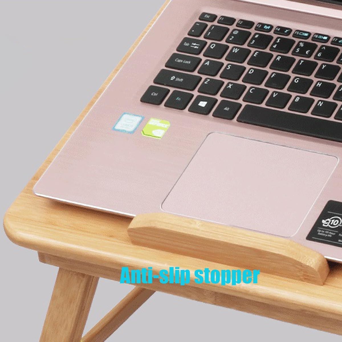 YANGHX Bamboo Laptop Bed Desk Tray Adjustable Stand Bed Portable Bamboo Laptop Table with Drawer