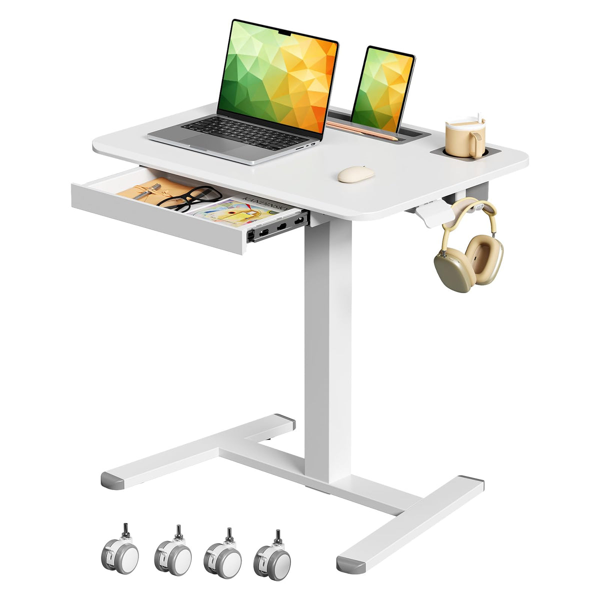 Gibbon Mounts Mobile Laptop Desk, 70x50cm Height Adjustable Standing Desk