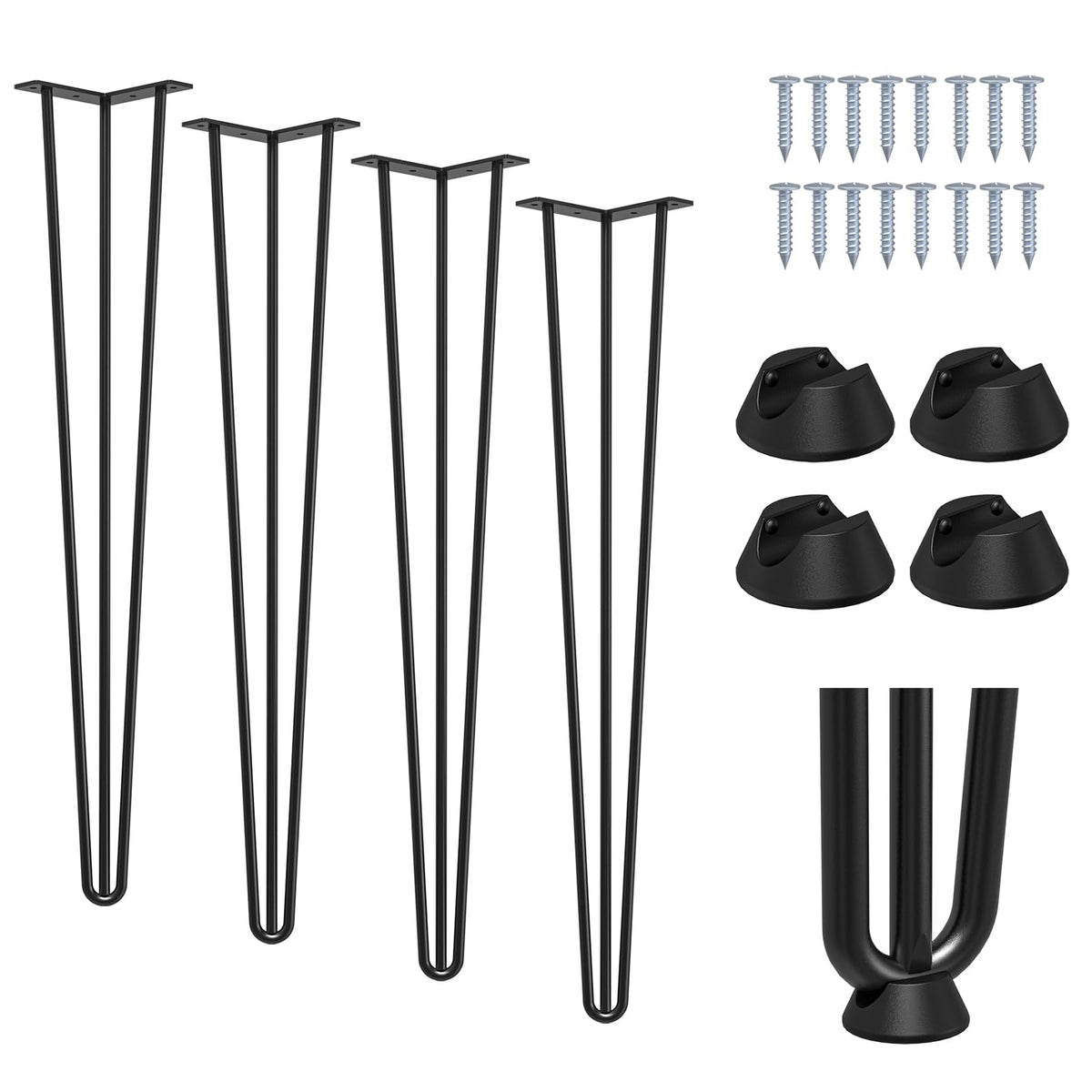 Signstek 28" Metal Legs 71cm Black Table Legs Sturdy 3 Rods Mid Century Modern Furniture Industrial Style 10mm For Desk Dining Table DIY Furniture