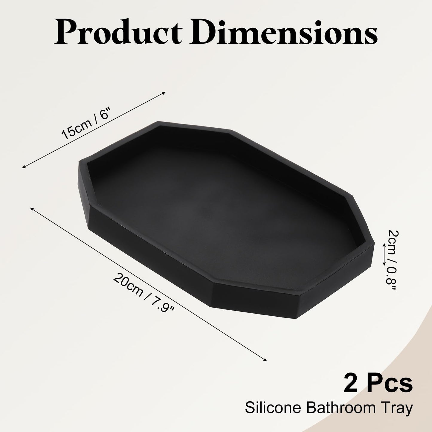 sourcing map 2Pcs Bathroom Vanity Tray, 7.9" x 6" Octagon Silicone Soap Dispenser Trays