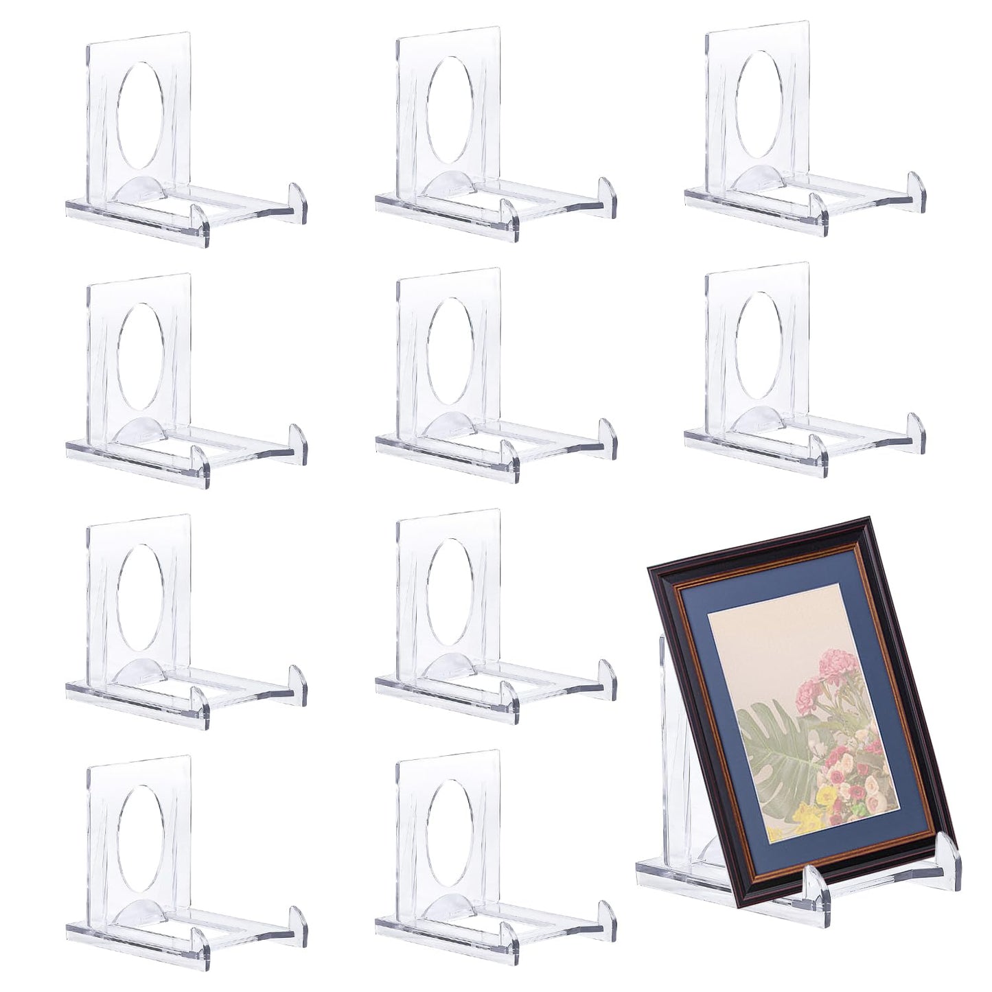 SYEYCW 10 Pcs Acrylic Display Stand, Clear Adjustable Clear Acrylic Plastic Display Stands, Multifunctional Card Display Stand, for Photos