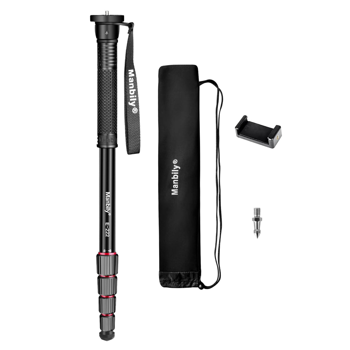 Manbily 65-Inch Camera Monopod, 5 Sections Aluminum Travel Monopods for Cameras Canon Nikon Sony DSLR Video Camcorder, Compact Portable Lightweight