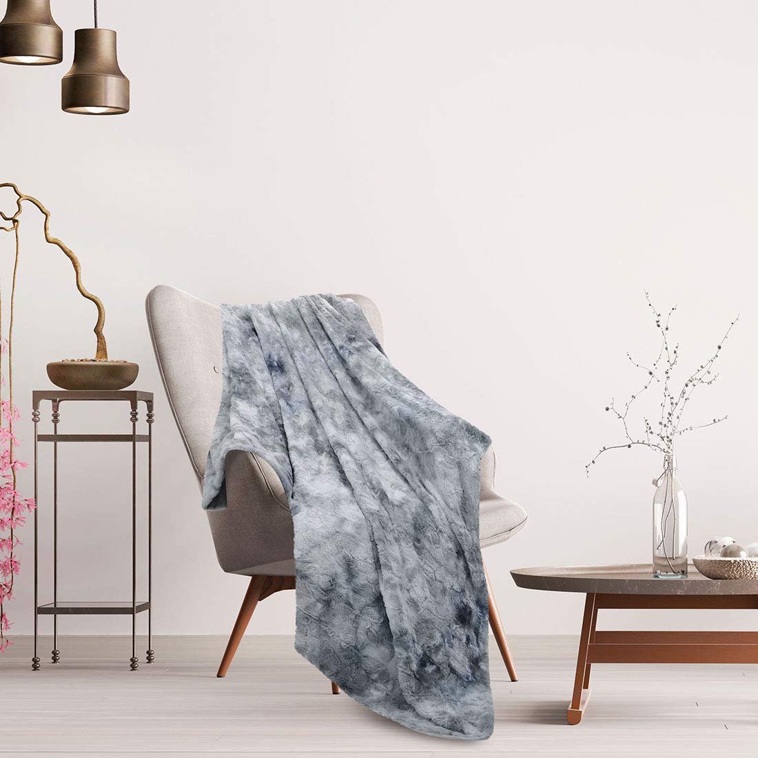 PiccoCasa Soft Faux Fur Blanket Twin Size - Reversible Tie-dye Luxury Shaggy Throw Blanket for Sofa, Couch and Bed - Plush Fluffy Fleece Blankets As