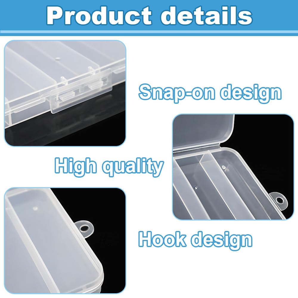 WYAN 8 Pcs Five grids Storage Box, Small Bead Organizers and Storage, Storage Organizers Box, Rectangle Bead Holder