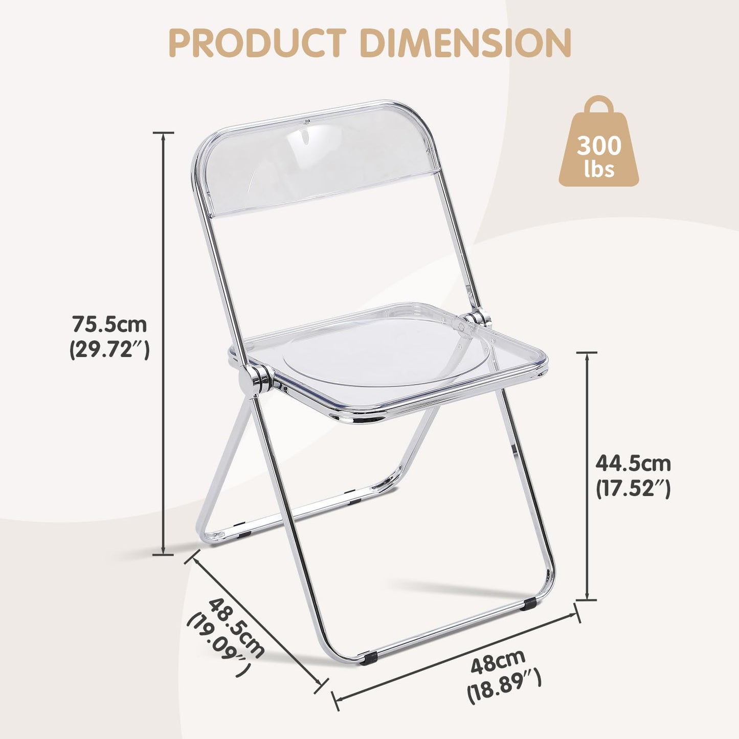 TAO ONE Acrylic Folding Chair Clear Morden Chrome Chair-Clear