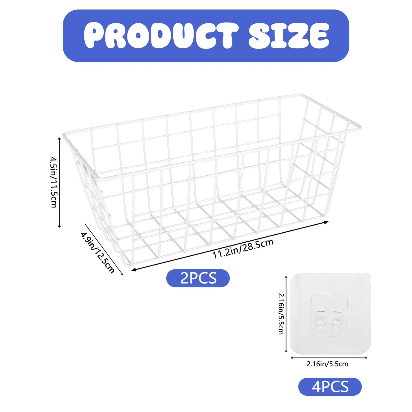 YEXEXINM 2 Pack Metal Storage Organizer, Hanging Mesh Shower Caddy with Adhesive Hooks for Bathtub, Large Bath Toy Holder for Storing Bath Toy