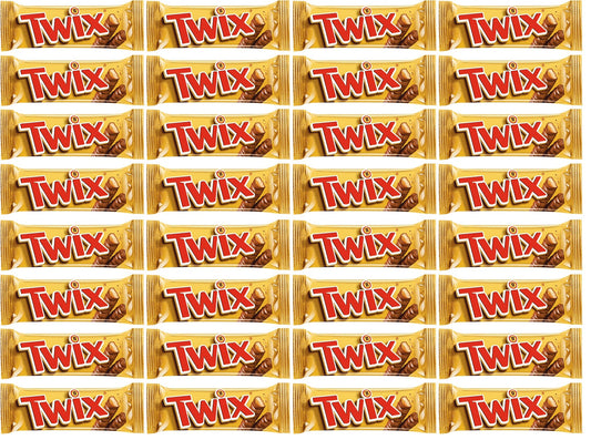 32 x Twix Chocolate Biscuit Twin Bars  - 50GM