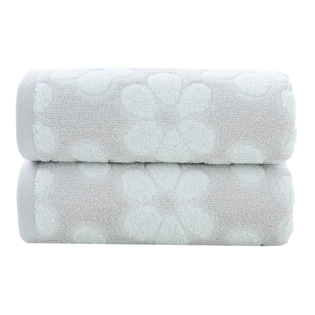 Pidada Hand Towels Set of 2 Floral Pattern 100% Cotton Soft Absorbent Decorative Towel for Bathroom (Light Grey)