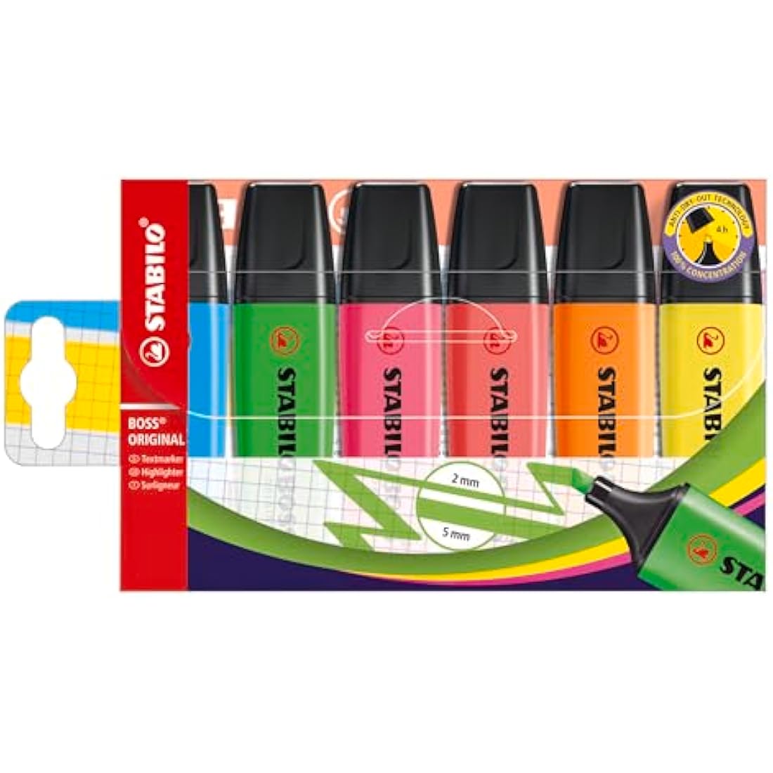 STABILO BOSS ORIGINAL - Highlighter - Pack of 6 - Assorted Colours