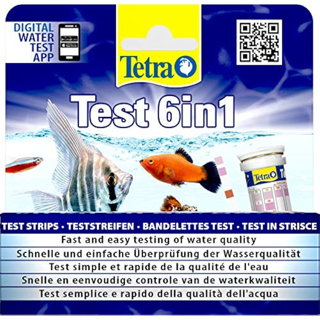 Tetra Test 6-in-1 Strips Aquarium to Test 6 Essential Water Quality Parameters in Less Than 60 Seconds, Pack of 25